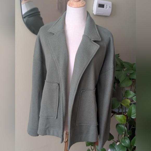 Time and Tru Women's Oversized Size Small Green Long Sleeve Open Front Jacket - Picture 1 of 10